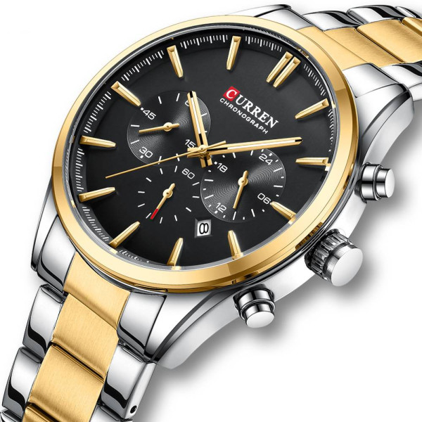 Чоловічий годинник Curren 8446 Silver-Gold-Black фото 3