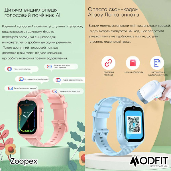 Розумний дитячий годинник Modfit Zoopex Pink фото 10