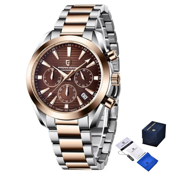Мужские часы Pagani Design PD-1712 Silver-Rose Gold-Brown фото 1