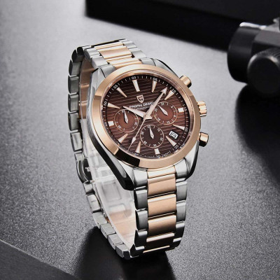 Чоловічий годинник Pagani Design PD-1712 Silver-Rose Gold-Brown