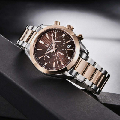 Чоловічий годинник Pagani Design PD-1712 Silver-Rose Gold-Brown