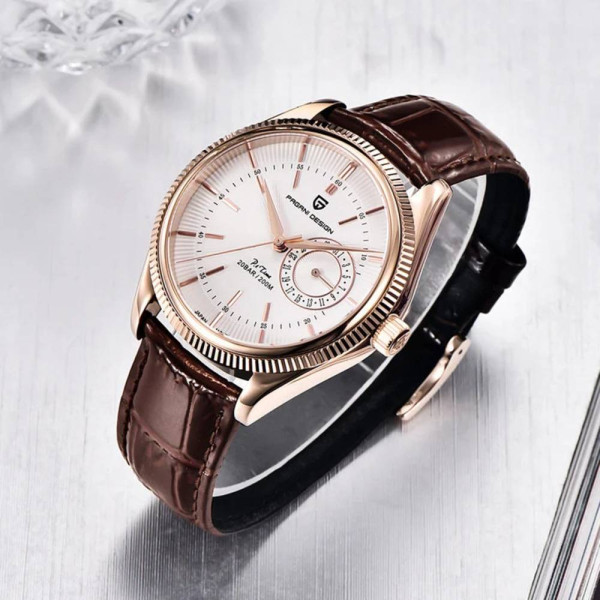 Мужские часы Pagani Design PD-1689 Gold-White-Brown фото 4