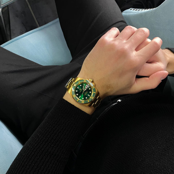 Чоловічий годинник Pagani Design PD-1661 Yellow Gold-Green фото 4