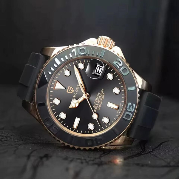 Чоловічий годинник Pagani Design PD-1651 Gold-Black Silicone фото 3