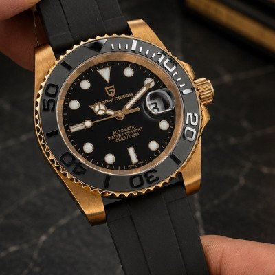 Мужские часы Pagani Design PD-1651 Gold-Black Silicone