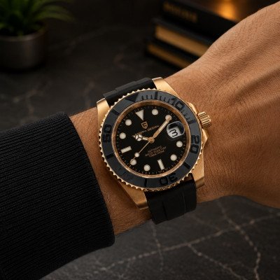 Мужские часы Pagani Design PD-1651 Gold-Black Silicone