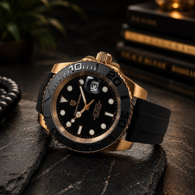 Мужские часы Pagani Design PD-1651 Gold-Black Silicone