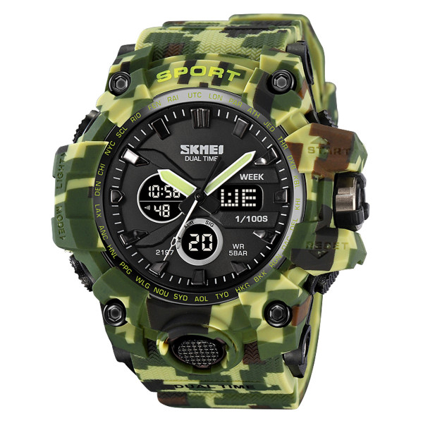 Чоловічий годинник Skmei 2197CMGN Army Green Camouflage фото 1