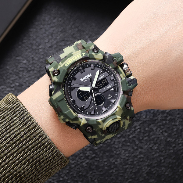 Чоловічий годинник Skmei 2197CMGN Army Green Camouflage фото 4