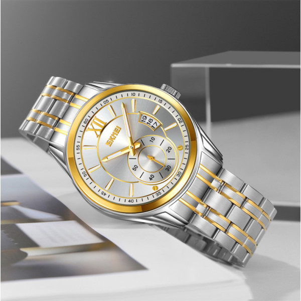 Мужские часы Skmei 9319TGDSI Silver-Gold-Silver фото 4