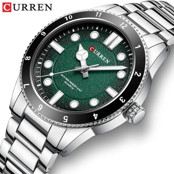 Чоловічий годинник Curren 8450 Silver-Green фото 3