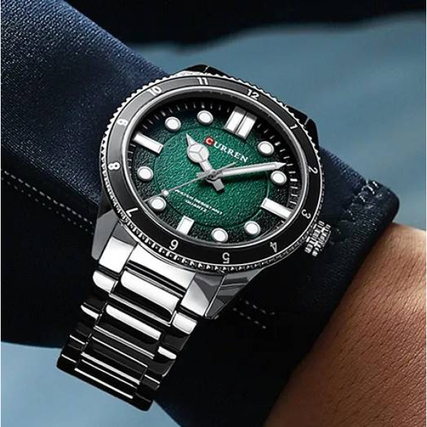 Чоловічий годинник Curren 8450 Silver-Green фото 5
