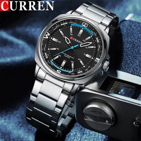 Чоловічий годинник Curren 8455 Silver-Black фото 4