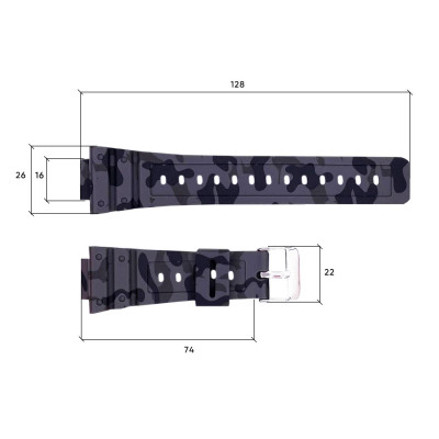 Ремінець для годинника Skmei 1628CMGY Camo Gray