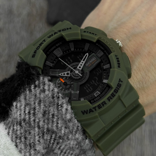 Чоловічий годинник Skmei 1688AG Army Green. фото 6