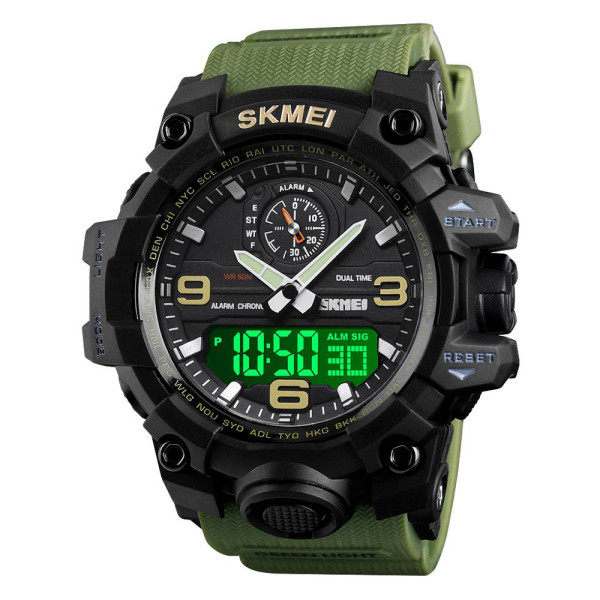 Чоловічий годинник Skmei 1586 Black-Military Wrisband фото 1
