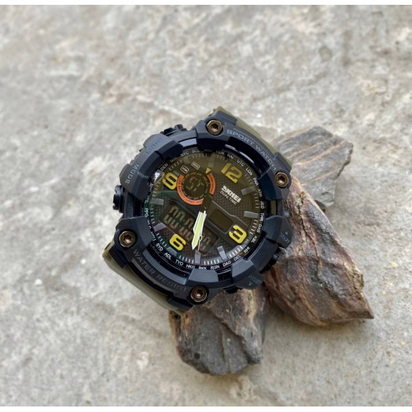 Мужские часы Skmei 1520AG Black-Military Wristband. фото 5