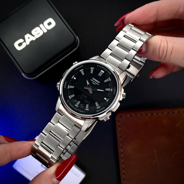 Класичний Чоловічий годинник Casio AMW-880D-1A стальний, водонепроникний, Японія фото 6