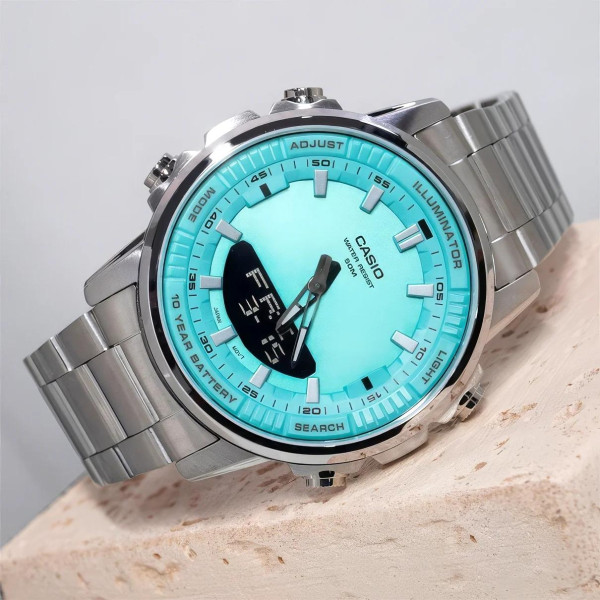 Класичний Чоловічий годинник Casio AMW-880D-2A2 стальний, водонепроникний, Японія фото 3