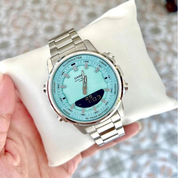 Класичний Чоловічий годинник Casio AMW-880D-2A2 стальний, водонепроникний, Японія фото 4
