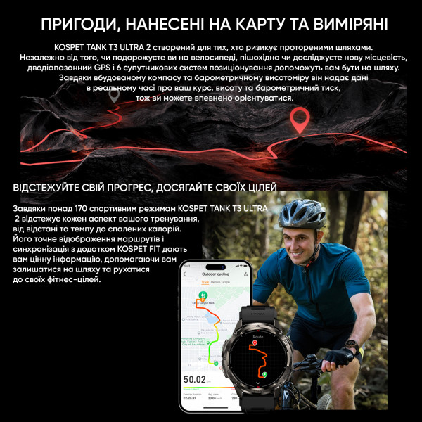 Тактические Умные Часы с Компасом Kospet TANK T3 ULTRA 2 Silver + GPS, Спортивные Режимы, Водозащита, Звонки фото 21