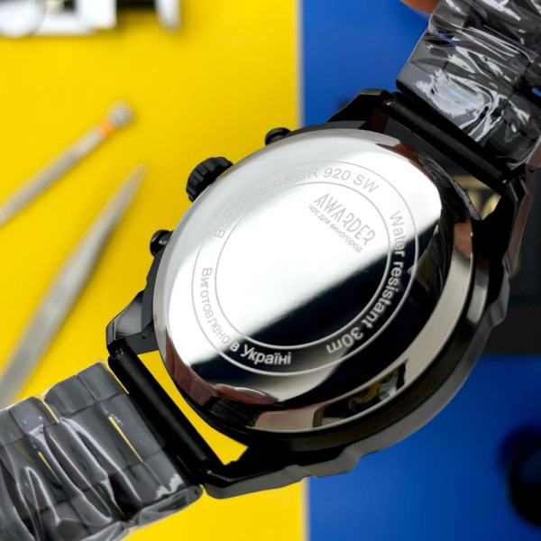 Чоловічий годинник Awarder 016 Тризуб срібло Black-Black Steel фото 9