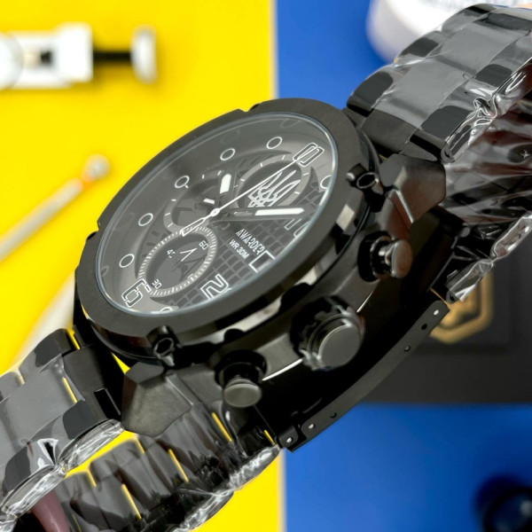 Чоловічий годинник Awarder 016 Тризуб срібло Black-Black Steel фото 7