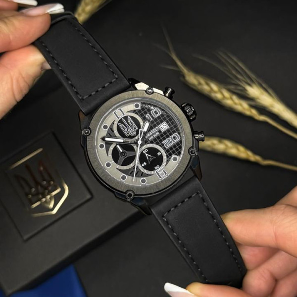 Чоловічий годинник Awarder 016 Тризуб срібло All Black фото 3