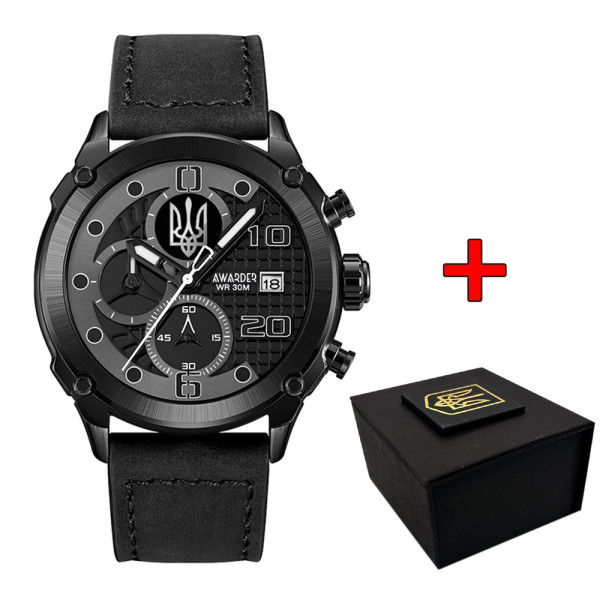 Мужские часы Awarder 016 Трезубец серебро All Black фото 1