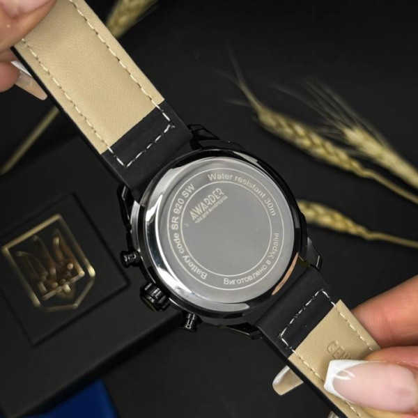 Чоловічий годинник Awarder 016 Тризуб срібло All Black фото 9