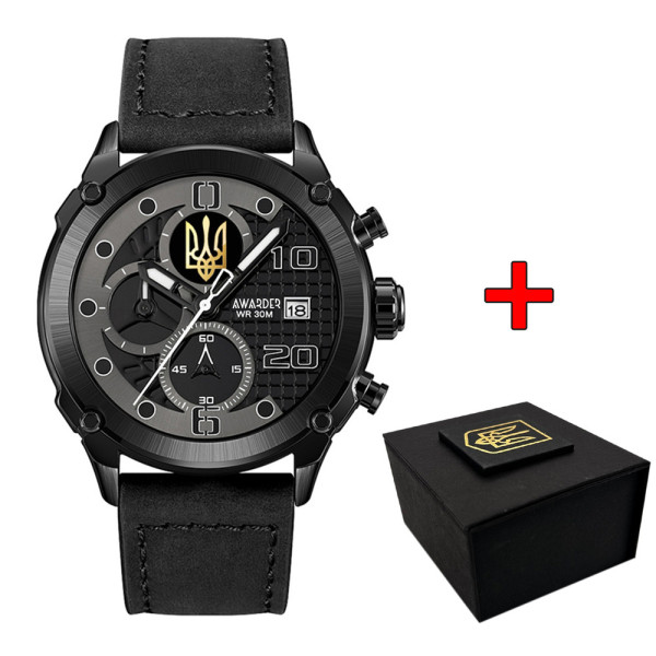 Мужские часы Awarder 016 Трезубец золото All Black фото 1