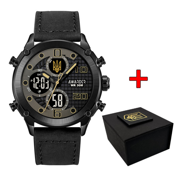 Мужские часы Awarder 017 Трезубец золото All Black фото 1