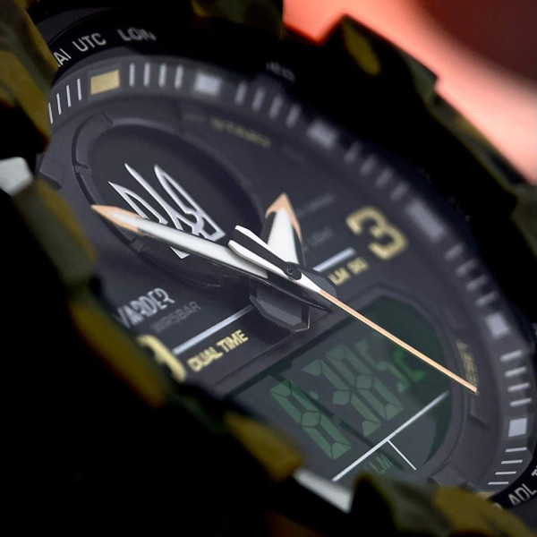 Чоловічий годинник Awarder 001 Тризуб срібло  Camo Green фото 5