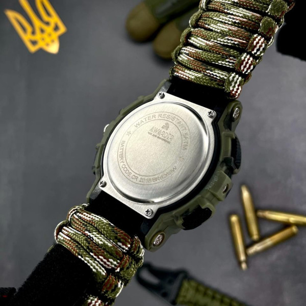 Чоловічий годинник Awarder 005 Тризуб золото Camo Green Паракордовий ремінець Camo Green фото 8