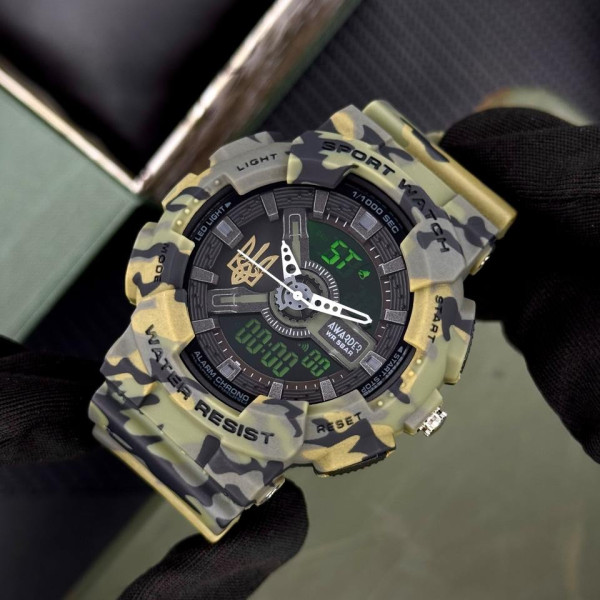 Чоловічий годинник Awarder 005 Тризуб золото Camo Green фото 4