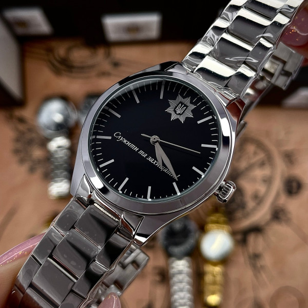 Классические женские часы Awarder 035 Silver-Black Metal под Индивидуальный дизайн  фото 3