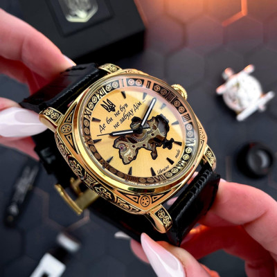 Чоловічий годинник Awarder 021-3D  Де би не був Gold-Black