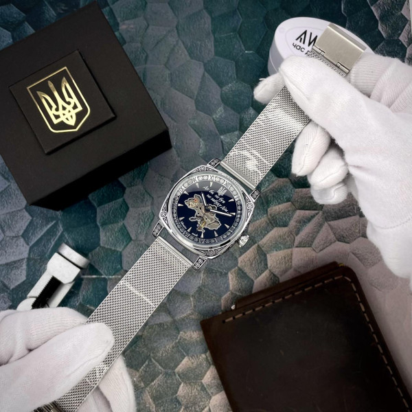 Мужские часы Awarder 021-3D  Где бы ни был Silver-Black Mesh фото 7