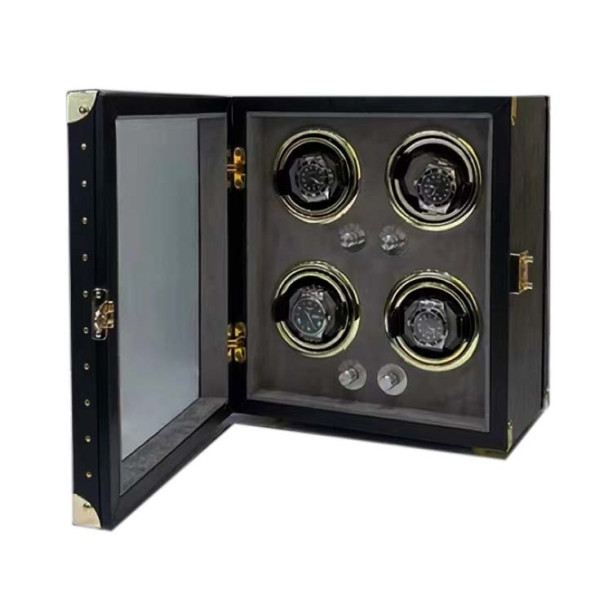 Коробка для чотирьох годинників з автопідзаводом чорна фото 1