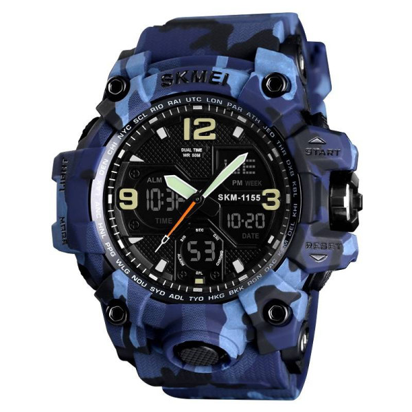 Чоловічий годинник Skmei 1155BCMBU blue camo фото 1
