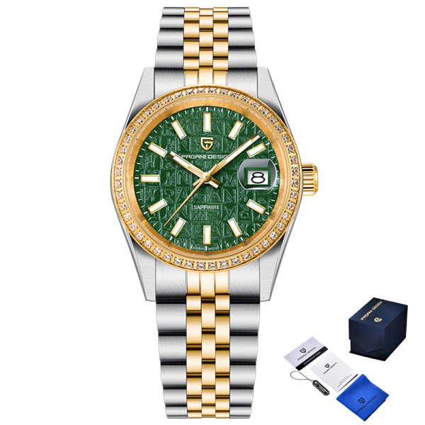 Чоловічий годинник Pagani Design PD-1794M Silver-Gold-Green фото 1