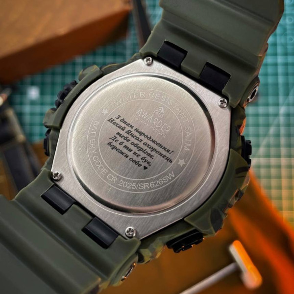 Персональная лазерная гравировка на часах (собственные надписи, цитаты, символы, даты) фото 12