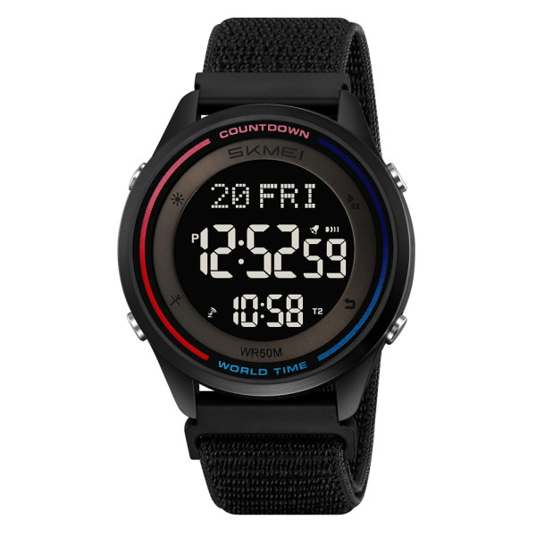 Спортивний чоловічий годинник Skmei 2412NBK Black Nylon фото 1