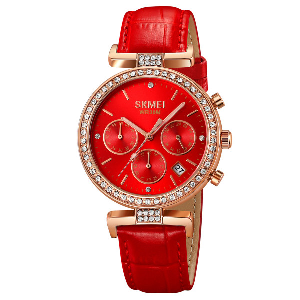 Класичний жіночий годинник Skmei 2089RGRD Rose Gold-Red фото 1
