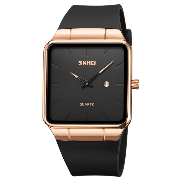 Мужские часы Skmei 1961RGBK Rose Gold-Black нержавеющая сталь, кожаный ремешок фото 1