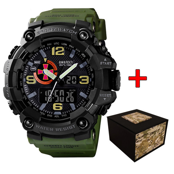 Спортивные мужские часы Awarder 002AGSU ВСУ Зеленые + Коробка фото 1