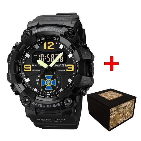 Спортивные мужские часы Awarder 003BKSBU СБУ Черные+Коробка фото 1