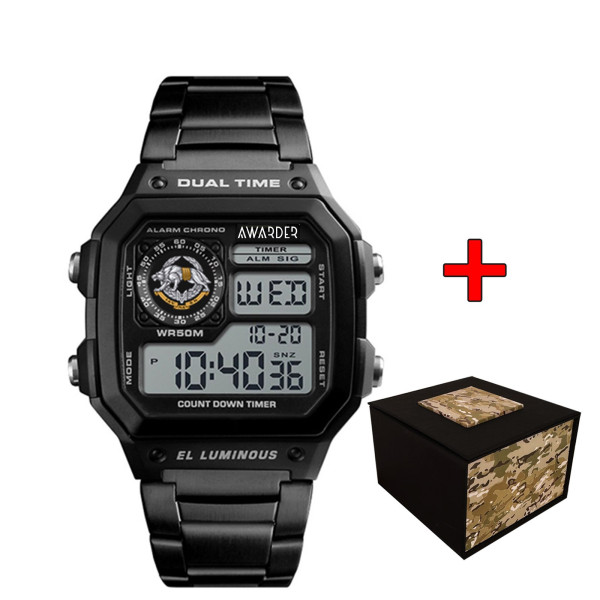 Спортивные мужские часы Awarder 011SISSO ССО Черные + Коробка фото 1