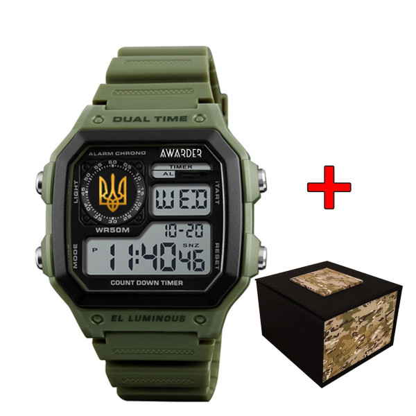 Спортивний чоловічий годинник Awarder 010AGUAGD Тризуб золото Зелений + Коробка фото 1