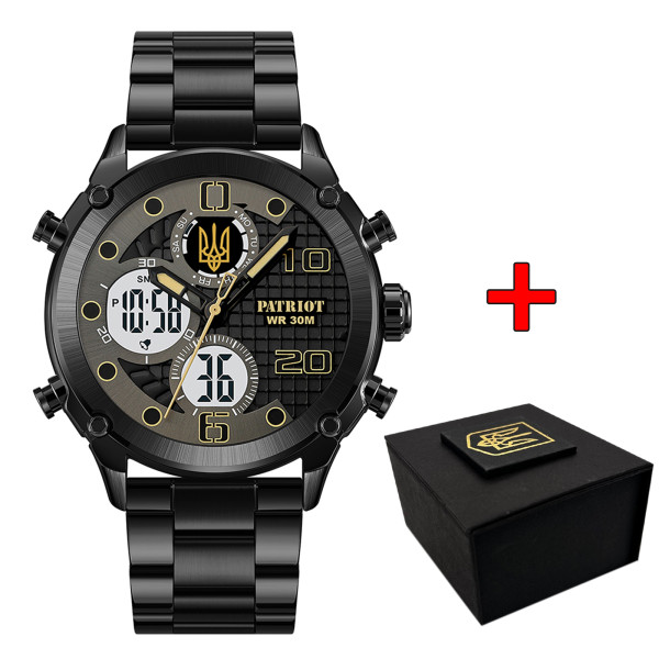 Классические мужские часы Awarder 017 Трезубец Золото Black-Black-White Steel фото 1